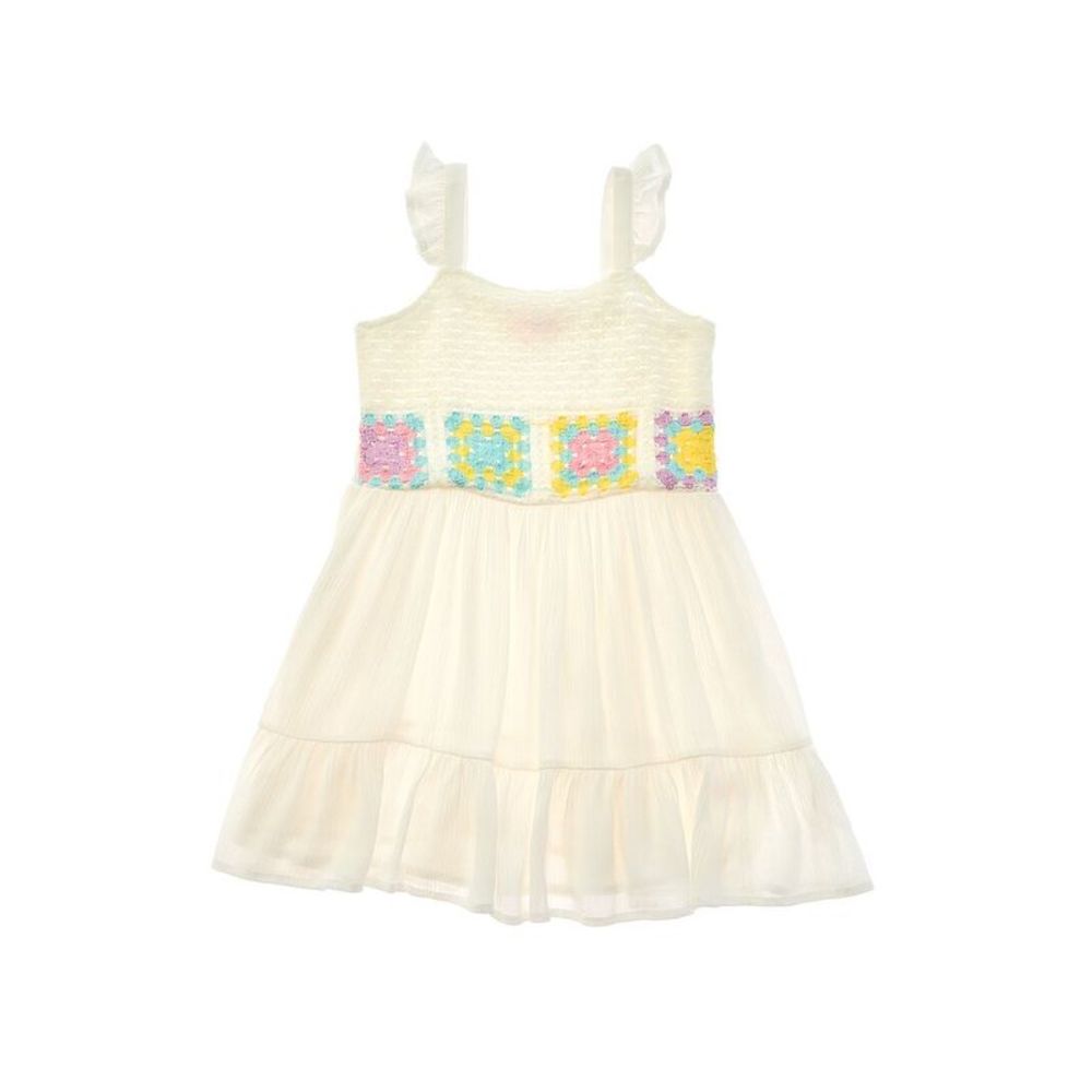 Design History Cream Sundress with Pastel Crochet Waist